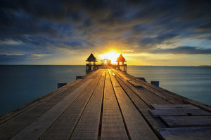 aluminium-print-sunset-at-the-wooden-bridge