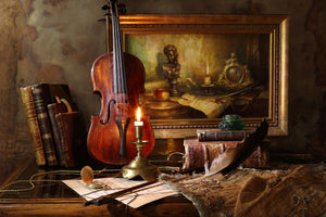 3-piece-aluminium-print-still-life-with-violin-and-painting-ii