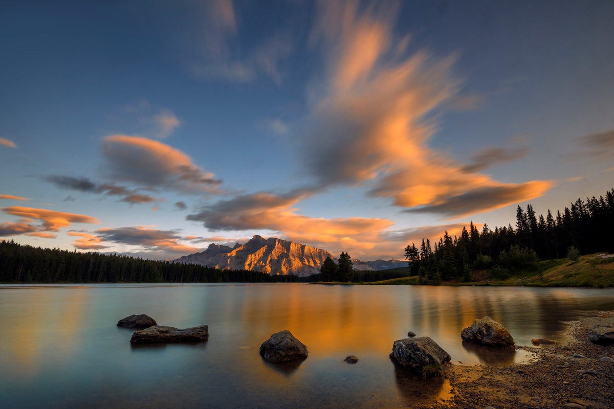 3-piece-canvas-print-two-jack-lake-sunset