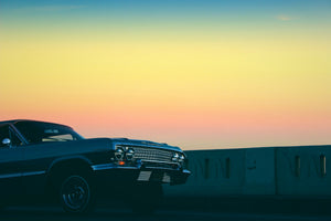 3-piece-canvas-print-vintage-car-in-the-evening-light