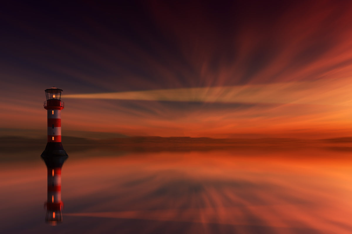 aluminium-print-red-sky-at-the-lighthouse
