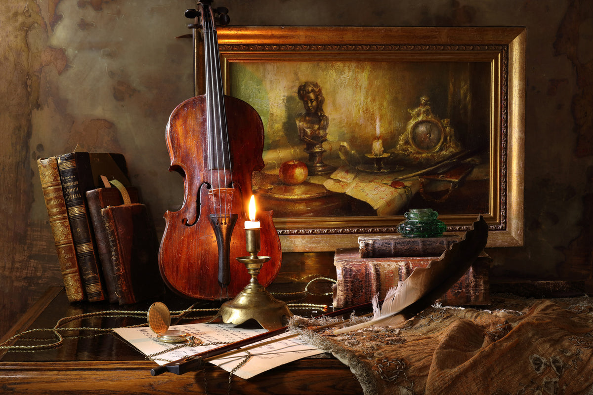 acrylic-print-still-life-with-violin-and-painting-ii